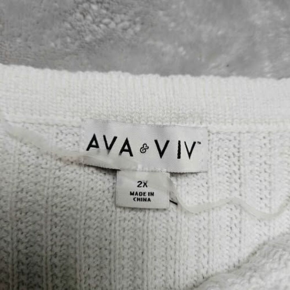 AVA & VIV White Black Striped Knit Sweater Plus Size 2X - Picture 7 of 8